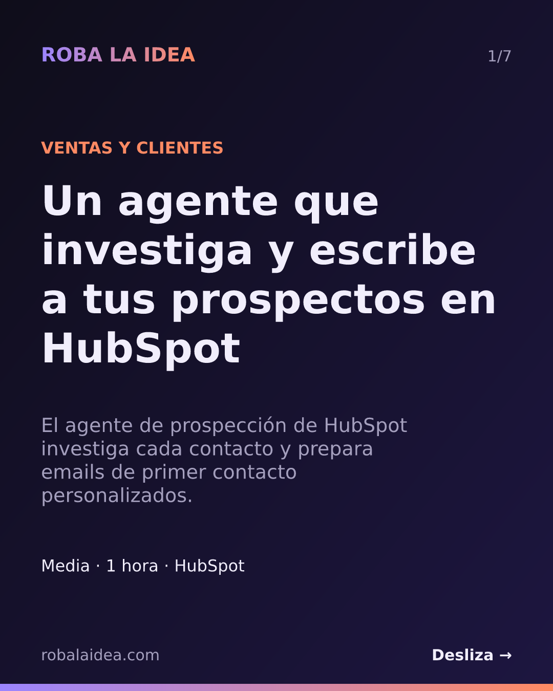 Portada de la ficha de este caso: Un agente que investiga y escribe a tus prospectos en HubSpot